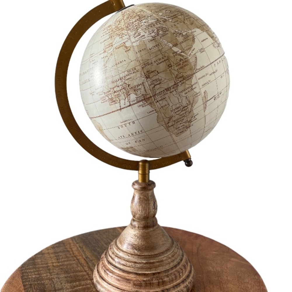Chic Light Finish Globe on Wood Stand